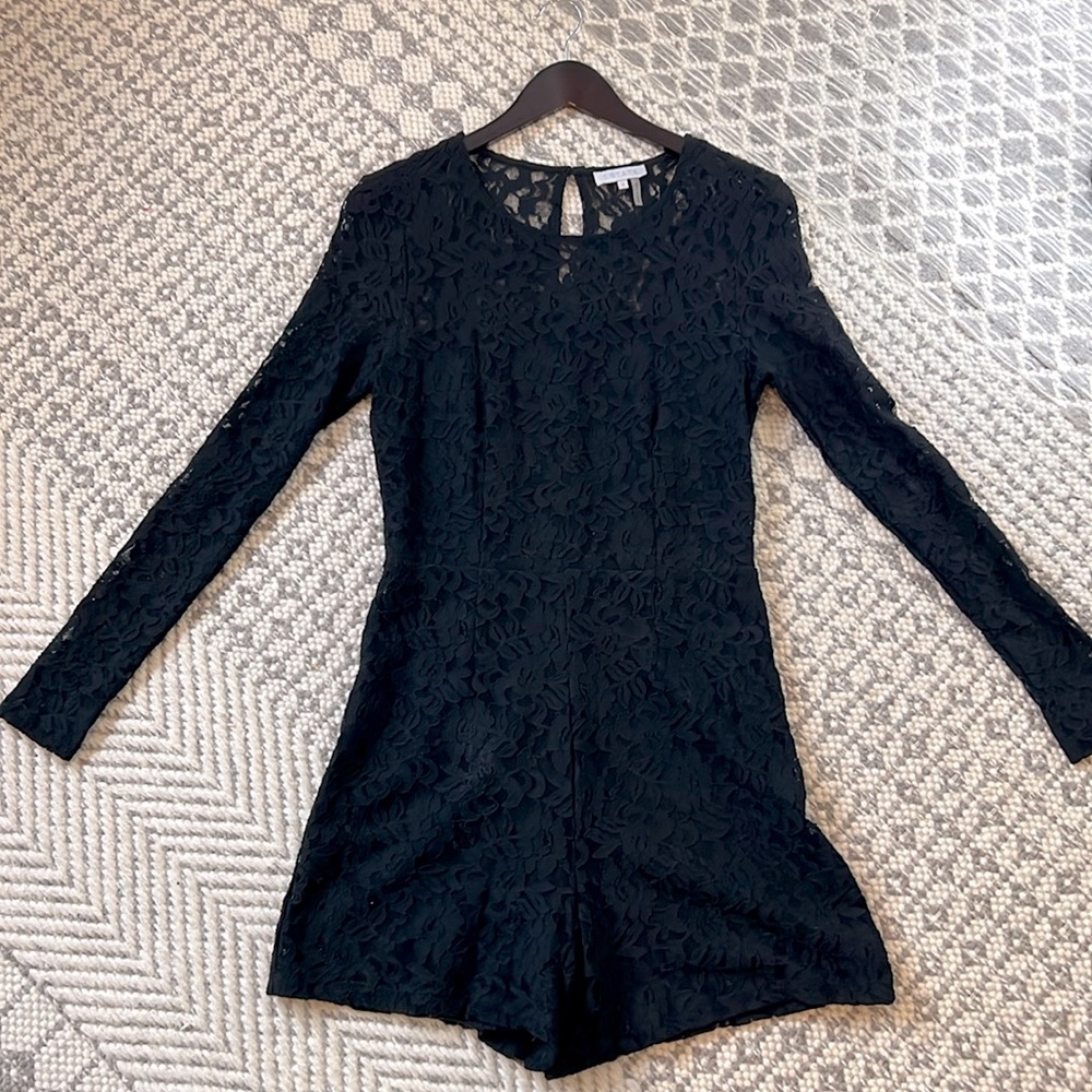 1 State - Black Lace Long Sleeve Romper - 4